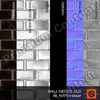 PBR wall bricks old texture DOWNLOAD